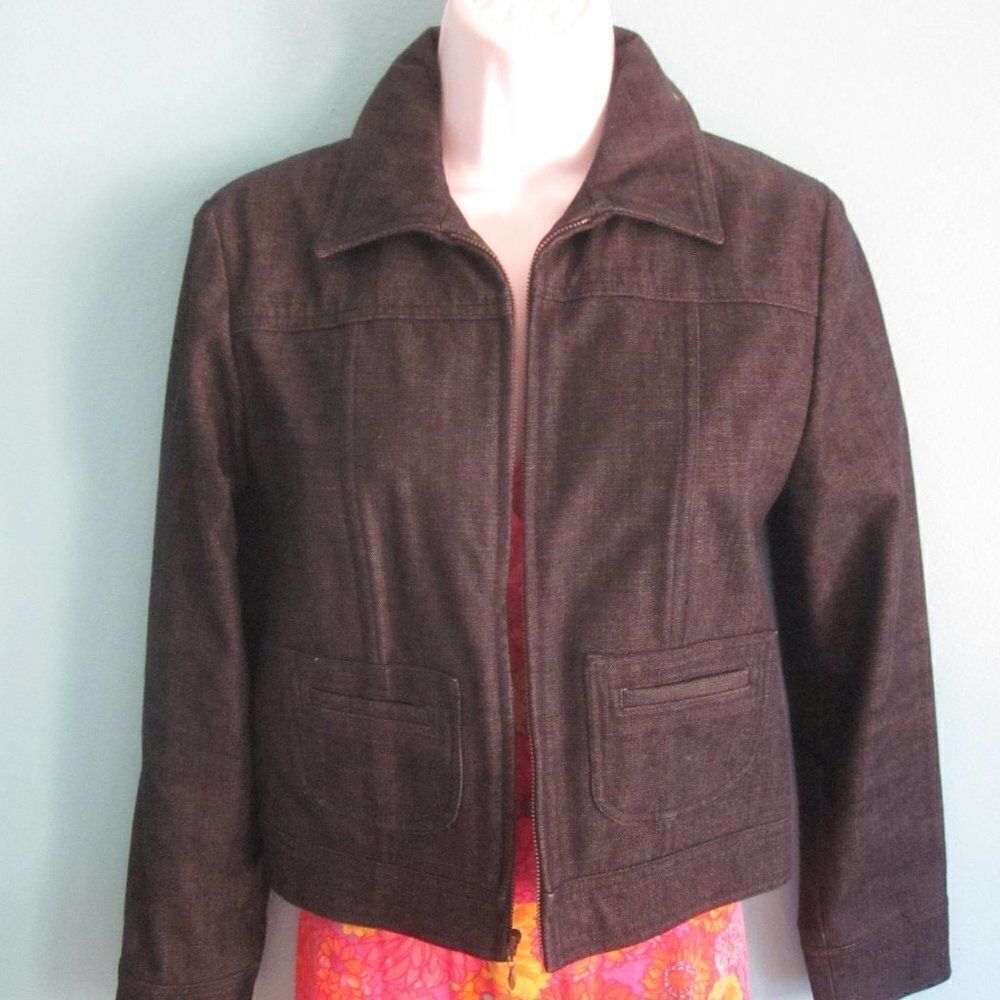 Nicole Miller Womens Size 2 VINTAGE Denim Jacket Cropped Blazer Jacket 36" Bust